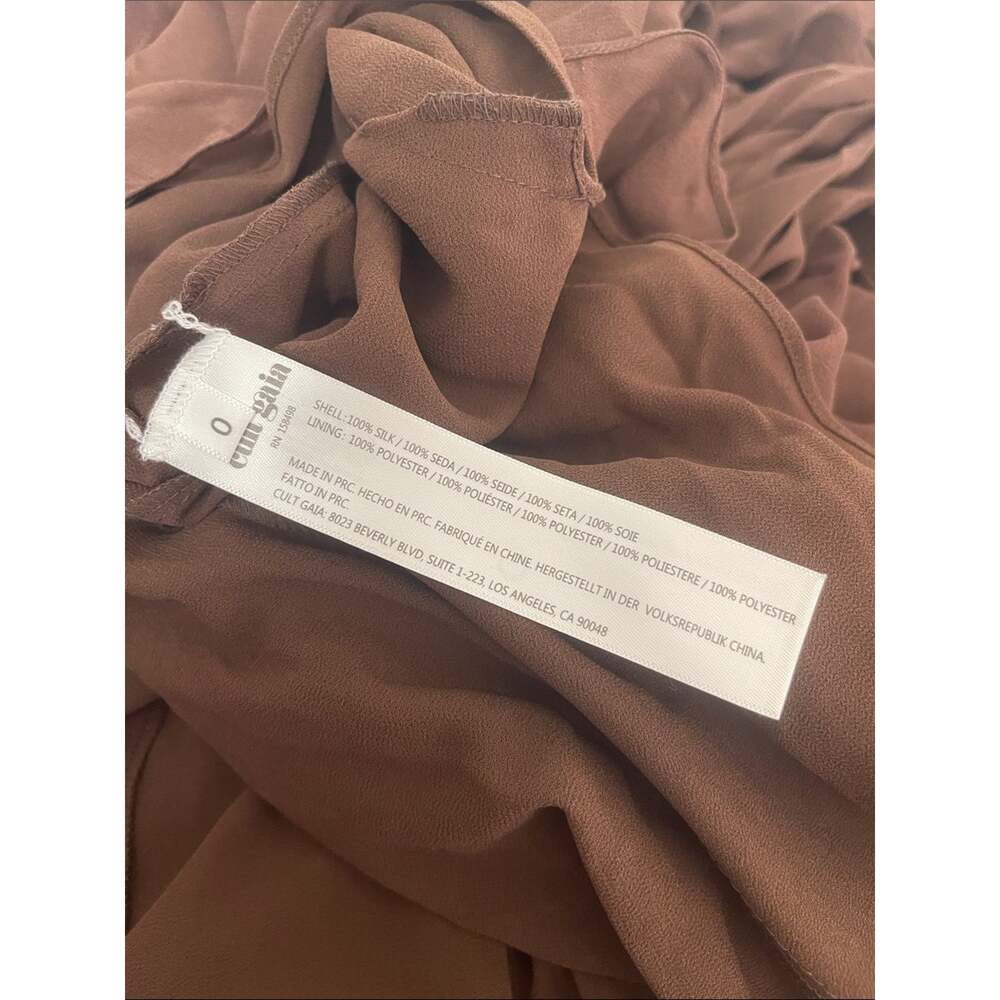 CULT GAIA Ritz Ruched Pleated Chiffon Java Brown Maxi Dress Size 0 - Picture 8 of 8